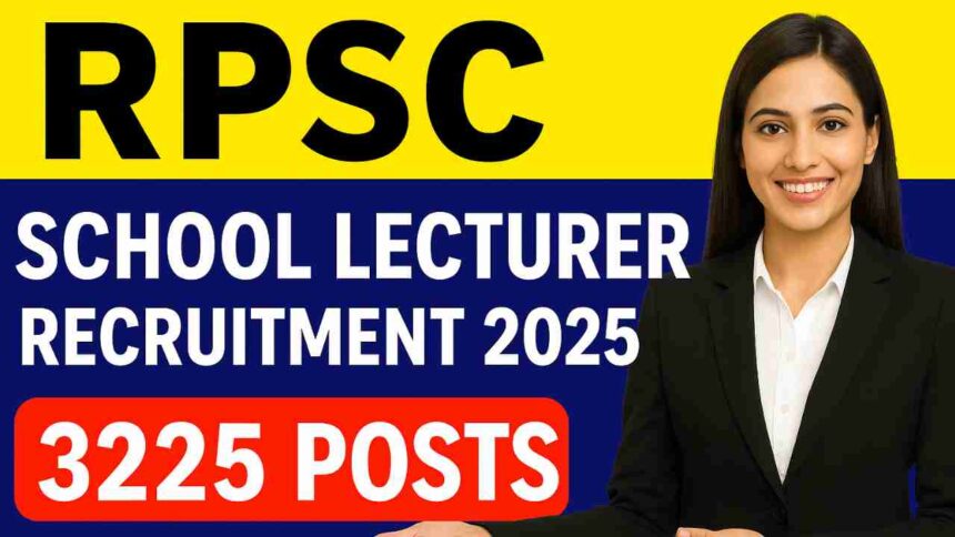 RPSC School Lecturer Teacher Recruitment 2025